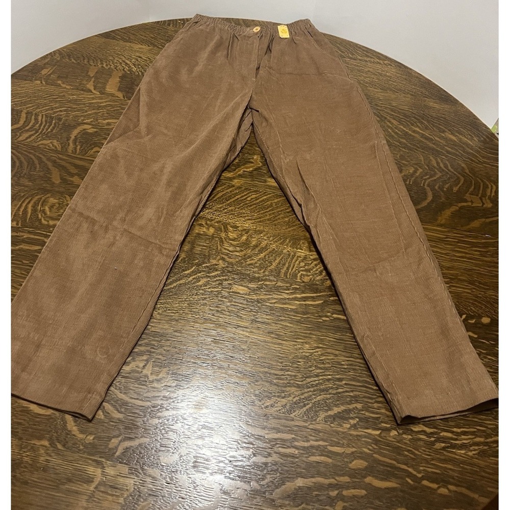 Vintage Sears Corduroy Pants‎ Womens 14P Brown USA Made Elastic Waist Talon - Picture 3 of 9
